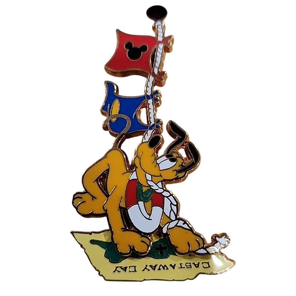 Vintage Disney Pin Pluto Flags 41592‎ Map Castaway Cay Cruise DCL LE 500